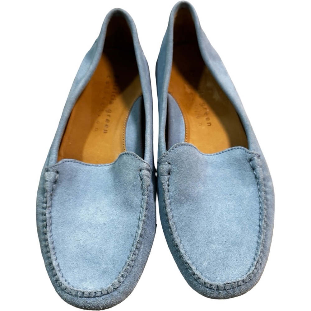 Patricia Green Driving Loafers Womens 8.5M Light Blue Excellent Suede Moccasins